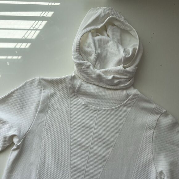 $98 Athleta Flurry Balaclava Hoodie Small Base Layer White Cold Weather Training - Picture 5 of 11